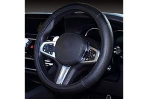 Pahajim Coprivolante Auto Universale in PU Pelle Microfibra Copri Volante 38CM, Copertura Volante Auto Antiscivolo Traspirante, Morbido e Confortevole (nero)