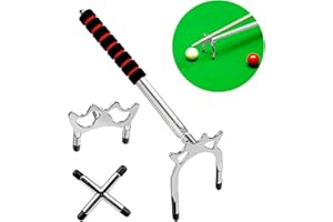 crayfomo Retractable Billiards Cue Stick Bridge, Snooker Pool Cue Bridge with 3 Pieces Removable Brass Bridge Head, Pool Cue Holder Snooker Accessories Pool Table Accessory