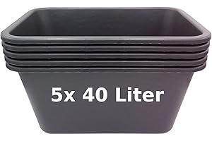 ‎BURI BURI 5 Stück Mörtelwanne 40 Liter Mörtelkasten rechteckig, schwarz - Baueimer Maurerkasten Mörtelkübel Pflanzwanne aus Deutschland extrem robust und strapazierfähig