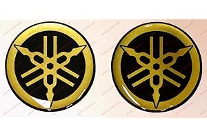 SUMA SHOP Stemma Logo Decal compatibile Yamaha, Coppia Adesivi Resinati, Effetto 3d. Colore: Nero - Oro. Per Serbatoio O Casco Cm 3.5