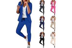 Hsternexy Hosenanzüge Für Damen Business Modern Elegant Blazer Anzug Set Einfarbig Streetwear Zweiteilig Hosenanzug Anzughose Revers Slim Fit Sportlich Büro Outfit Anzugjacke Sommer Freizeitanzug