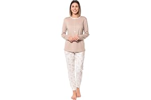 o-day De Fonseca Pigiama Donna Invernale Caldo Cotone 100% Set Lungo con Pantalone Comodo Due Pezzi Homewear Inverno
