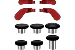 Ceozon Replacement Thumb Grips Back Paddles 10 in 1 Metal Stainless Steel Thumbsticks Back Buttons Joysticks Parts Repair Accessories Kit for Xbox One Elite Controller Series 2 Xbox One Elite (Red)