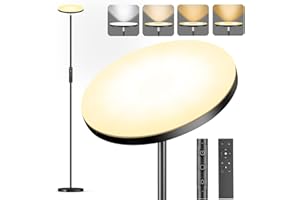 LUCKEA LED Lampada Da Terra Piantana, 36W 3000LM Dimmerabile 2700K-6500K con Telecomando e Touch Control, Super Luminoso Lampada da Terra Salotto