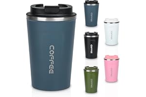 ONLYQIQIU 380ml Coffee Cup Travel Mug for Hot & Cold Drinks, Stainless Steel Insulated Coffee Mug Double Walled Thermal Mug with Leakproof Lid, Portable & Reusable Coffee Cups for Travel/Office/School (Blue)