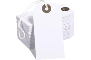 cobee 100 st prislappar med sträng, små prislappar hängare strumpa skrivbara etiketter, prislappar för detaljhandel presentväska hängetiketter låda märkning kläder hantverk bröllop julklappar