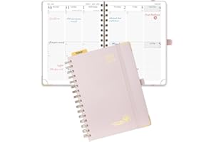 POPRUN 2024-2025 Academic Diary A5 Week to View (26.5x21.5 cm) Spiral 17 Months (Aug'24 - Dec'25) Vertical Academic Planner 24/25 Weekly Mid Year Diary (Light Pink)