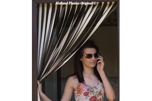 HOLLAND PLASTICS ORIGINAL BRAND Slat type Door Curtain/Fly Blind- With pair of screw in hooks for wooden frames (COFFEE/CREAM) 80cm wide x 200cm drop