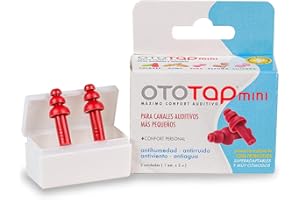 OTOTAP Tapones para los oídos de goma de extra duración aislantes, cómodos y reutilizables. Especiales para niños o personas con conductos auditivos pequeños. Con estuche de viaje. 2 unidades