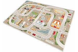 TYKTZXY Tappeto da gioco per bambini Street Car Univers Animal Blu Verde Grigio 10 Misure