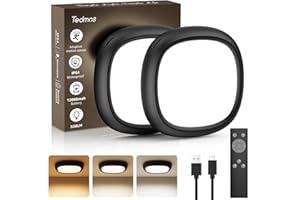 TEDMOS 2 Pack Motion Sensor Shed Light Battery Powered, IP54 Waterproof 550LM 12000mAh USB Rechargeable Ceiling Light with Remote, Wireless Bathroom Light LED Garage Lighting Pir Indoor Lights for Loft Attic