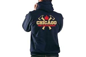 ‎FEUER1 feuer1 Hoodie Navy, Chicago Fire Dept. mit Äxten und Standard-Emblem in Gold-rot