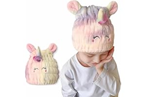 CATOR Mikrofaser Handtuch Haare Set für Haar schnell trocken, Einhorn Haarturban Kinder für Damen & Mädchen, Haartrockentuch Turban Weiche Saugfähig Turban Kopfhandtuch für alle Haartypen