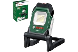 Bosch akumulatorowa lampa robocza LED/lampa budowlana/przenośny naświetlacz UniversalWorkLight 18V-2100 (maks 2100 lumenów, 3 ustawienia jasności, głowica składana w 10 stopniach, bez akumulatora)