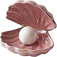 Shell Lamp, Shell Pearl Light Ceramic Clamshell Night Light LED Accent Lamp Portable Battery Operated Mood Night Lamp Desktop Ornament Home Decor for Women Girls Bedroom Living Room​(Pink)