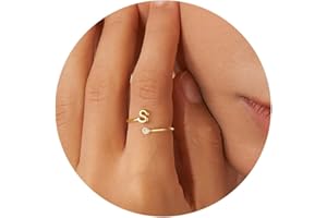 Turandoss Anello Oro Donna con Iniziale – Placcato in Oro 14K con Lettera Personalizzato Anello Regolabile Gioielli Donna Regalo per Fidanzata Mamma Amica Natale Compleanno Regalo per Lei