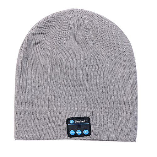 Ancoz Cappello Bluetooth - Cuffie Rimovibili Senza Fili con Smart Hat a Maglia Calda con Altoparlanti 4 Colori (Grigio)