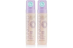 SUN KISSED. Sunkissed Self Tan Mousse Dark Tone 2 X 200ml 95% Natural - Vegan - Cruelty Free - Coconut Fragrance