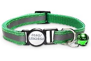 Girafus Katzenhalsband mit Sicherheitsverschluss / 5xSticker für Namen,Tel.nr Halsband Katze mit Glöckchen/Reflektierend/für Girafus Tracker Sicherheitshalsband Katzen Grün