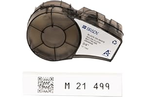 Brady Ruban d’étiquettes en nylon étiqueteuses M211 et M210 - Ruban en nylon adhésif - Ruban imperméable pour imprimante d'étiquettes - Noir sur blanc (19.05mm x 4.88m) - M21-750-499