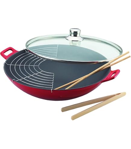 Wok En Fonte 32 Cm FMprofessional Force - Antiadhésif ILAG - Tous Feux Dont Induction