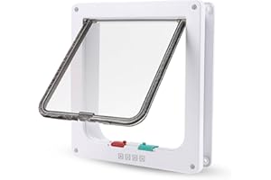 PETCUTE Gateras Puertas para Gatos Puerta para Mascotas Manual de 4 vías de Bloqueo Puerta Gato y Perro
