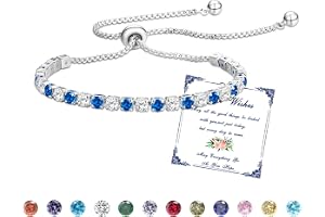 Armband Kvinnor Silver Tennis Armband med Birthstone i 12 Färger, Justerbar Glitter Armband Kvinnor,Presenter till Kvinnor