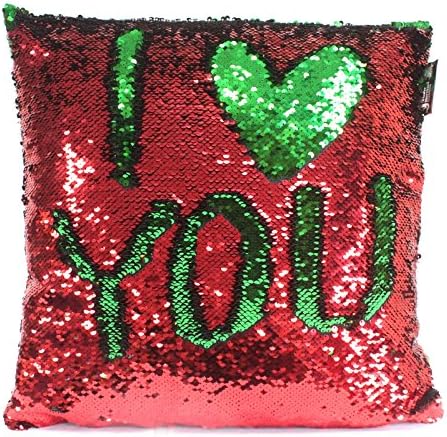 2x Mermaid Cushion Covers - Christmas Red &amp; Green Mermaid Cushion Covers