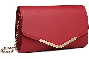 Miss Lulu Pochette Donna, Borsetta Donna Elegante, Pelle Scamosciata Morbida, Borsa a Catena Su Pochette Per Donna, Rosso