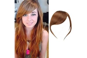 DSOAR Clip In Frangia Laterale Spessa In Veri Capelli Umani Al 100% con Frangia Laterale Estensioni dei Capelli con Frangia Dritta(Colore Marrone Chiaro, con Aste)