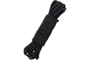 DHAIQC Cordon Elastique 5mm 12m Noir, Tendeur Elastique Sandow Elastique Sangle Elastique pour Bagages, Camping, Kayak, Lacets De Chaussures, Travaux Manuels, Projets De Bricolage (Noir, 5MM X 12M)