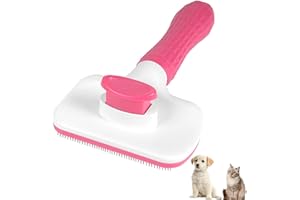 NursCare Pet Grooming Brush, Double Sided Undercoat Rake for Dogs & Cats, Deshedding Brush and Dematting Tool, Safe and Effective Removing Knots, Mats, Tangles,and Flying Hair (Light Pink)