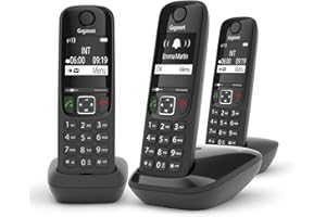 Gigaset AS690A Trio - 3 téléphones DECT sans fil avec répondeur - écran à haut contraste - excellente qualité audio - profils sonores réglables - fonction mains libres - protection des appels, noir