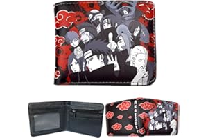 UZSXHJ Anime Billetera, Anime Billetera Nube Roja Billetera, Faux Leather Slim Bi-Fold Billetera Multiusos para Anime Fan Regalos Niños y Niñas