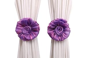 HOMEYUSER Pair of Window Curtains Tie Backs Holder Clamp Curtain Rope Clips Holder Holdbacks Tieback (purple)