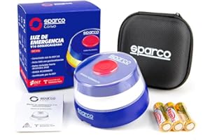 Sparco Luz Emergencia Coche V16 Homologada DGT 3.0 con Geolocalización, SIM y Datos Incluidos hasta 2038 + Estuche de Regalo, Baliza Obligatoria Enero 2026, App incluida