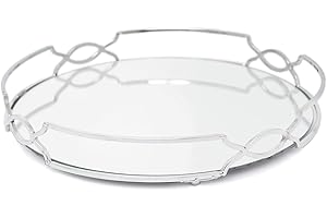 Carousel Home and Gifts Art Deco Silber verspiegeltes Tablett | 30 cm dekorativer Kerzenhalter – Parfüm-Display Organizer, Tischdekoration dekoratives Tablett