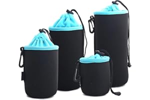 ZSMJAER Sacchetti Lenti,4 Custodia per Obiettivo,Custodia Protettiva per Obiettivi In Neoprene,Con Coulisse Regolabile,Custodia Protettiva per Obiettivi e Accessori Della Fotocamera