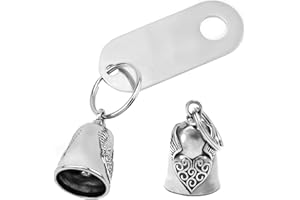 DULUOK Llavero Colgante Moto llavero Moto Campana Guardiana Campana de Moto Guardian Campana de Suerte para Moto Aceite Campana de Motocicleta Ángel de Guarda Soporte para Campanilla Moto Bicicletas Plata