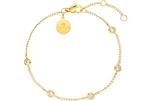 Purelei® Spotlight Armband, Filigranes Armband für Damen mit Ziersteinen, Wasserfestes Armband aus Edelstahl, Lange verstellbar 16-19 cm
