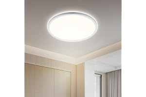 ‎ONDTA ONDTA LED Ceiling Light Flat 22 W, 4000 K Neutral White 2800 LM Ceiling Light Kitchen, IP44 Waterproof Bathroom Lamp Ceiling, Ultra Thin LED Panel for Hallway, Living Room, Bedroom, Office, Balcony
