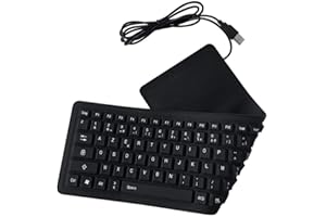 EMEBAY - USB Clavier Français Pliable AZERTY en Silicone 103 Touches, Clavier Souple étanche Compatible avec Ordinateur de Bureau, Ordinateur Portable, Tablette Tactile, Téléphone Portable