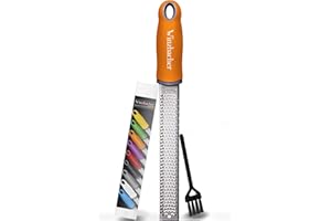 Winzbacher – Râpe Zesteur Premium | Râpe à Parmesan, Citron, Muscade, Gingembre | Lame en Acier Inoxydable Ultra-Tranchante | Passe au Lave-Vaisselle | Brosse de Nettoyage Incluse
