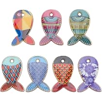 30 Ciondoli Pesce Smaltati SUNNYCLUE, 5 Stili, Per Creazione Gioielli Fai Da Te, In Scatola Organizer