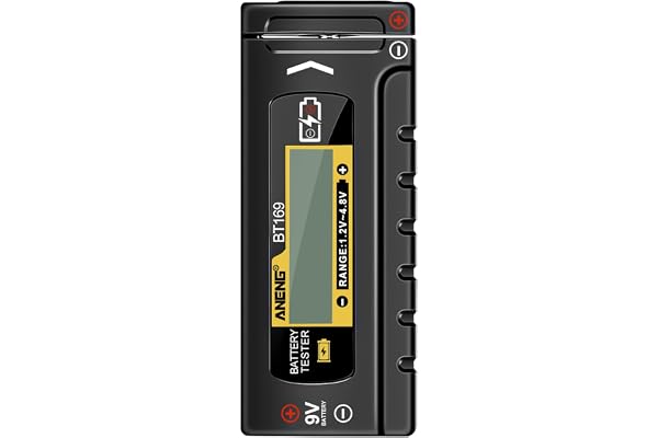 AXFEE Tester Pile, Tester Universal Batteri 1,2 V ~ 4,8V/9 V | Digital batteritestare med LCD-display, liten familj batteritestare för AAA-batterier, 1,5 V, 9 V, knappbatteri