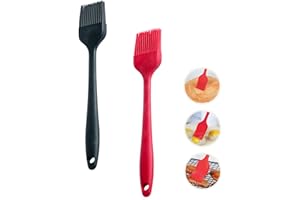 AMROICUS Pennello da cucina in silicone 2 pezzi, pennello da imbastitura da 8 pollici, pennello griglia resistente al calore, pennello olio senza BPA per cucinare, cuocere al forno, BBQ, design monoblocco