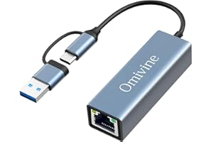 OMIVINE USB C auf Ethernet Adapter mit USB 3.0 auf RJ45 1000 Mbps Verkabeltes Netzwerk 10/100/1000 Gigabit LAN Ethernet Adapter für Windows XP, MAC OS, Linux, Vista 7 8 10 11