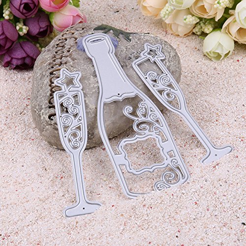 Amazingdeal365 3 PCS Weinglas Metall Form Schablonen Schneiden DIY Dekor Sammelalbum Karten Buchzeichen Lesezeichen als Geschenk für Freunde Geburtstag Kinder,Kindergarten Hobby Schule Handarbeit Unterricht usw. Ein tolles Geschenk! - 4