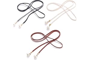 PPX 3 Pezzi Cintura Intrecciata Nappa Perlata da Donna Cintura Attillata per Vestire, Bianca, Grigia