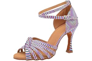 ELISHA DANCE Chaussures de danse latine salsa à talon évasé de 7,6 cm à bout ouvert sexy pour salle de bal, fête, fête, sandales de danse d'intérieur professionnelles